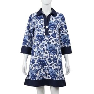 NEW Smith and Quinn Simone Tunic Shirt Dress Women's Size Large Blue Floral